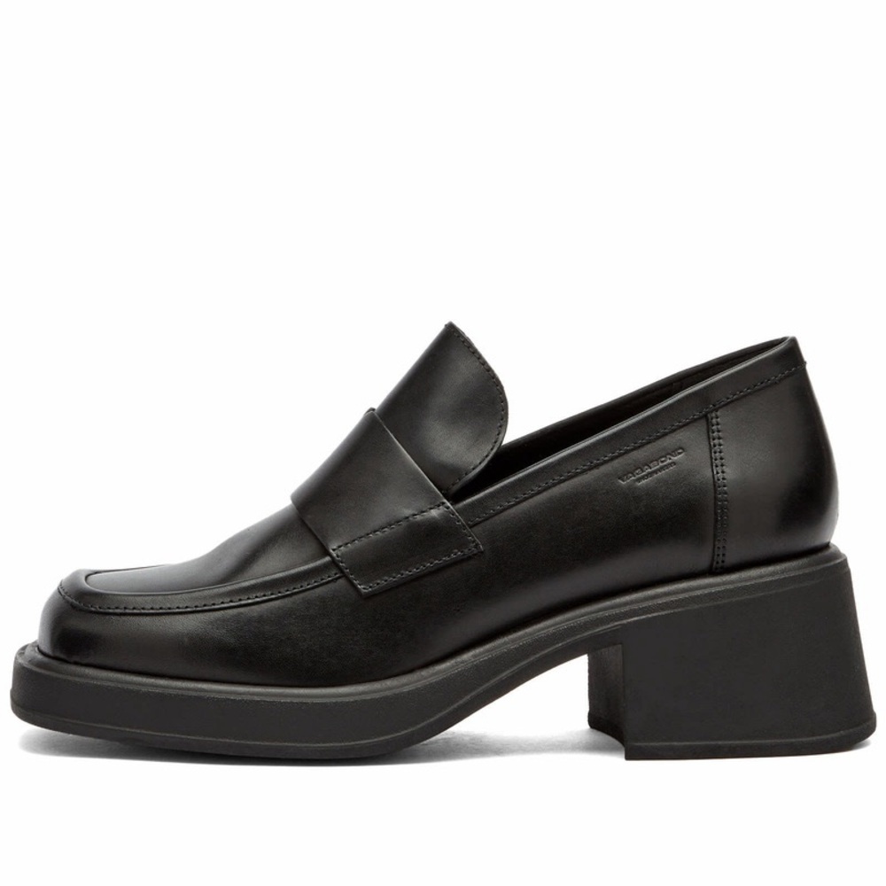 Vagabond Black Dorah Leather Heeled Loafers - Picture 2 of 10